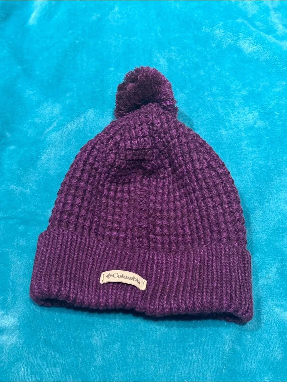 NWOT Columbia Purple Pom Knit Beanie